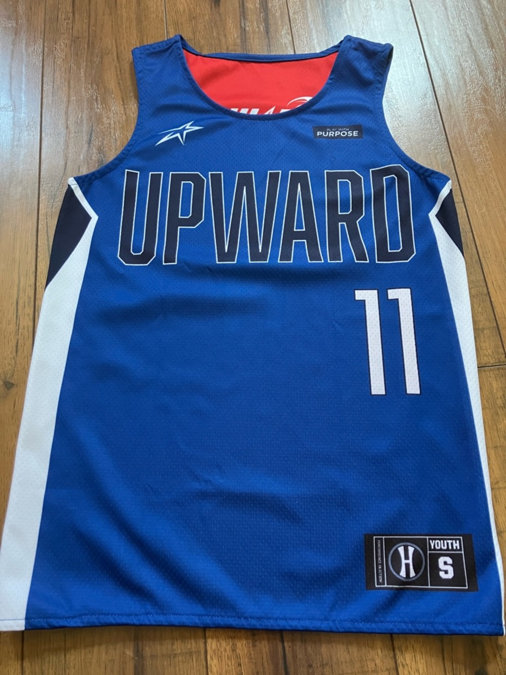 Upward Youth Basketball Jersey Reversible - Blue with White Accents Size Small